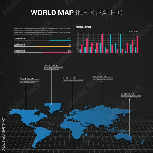 Flat World Map Infographics