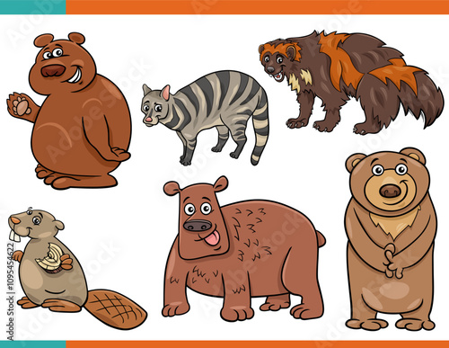 cartoon funny wild animals comic characters set