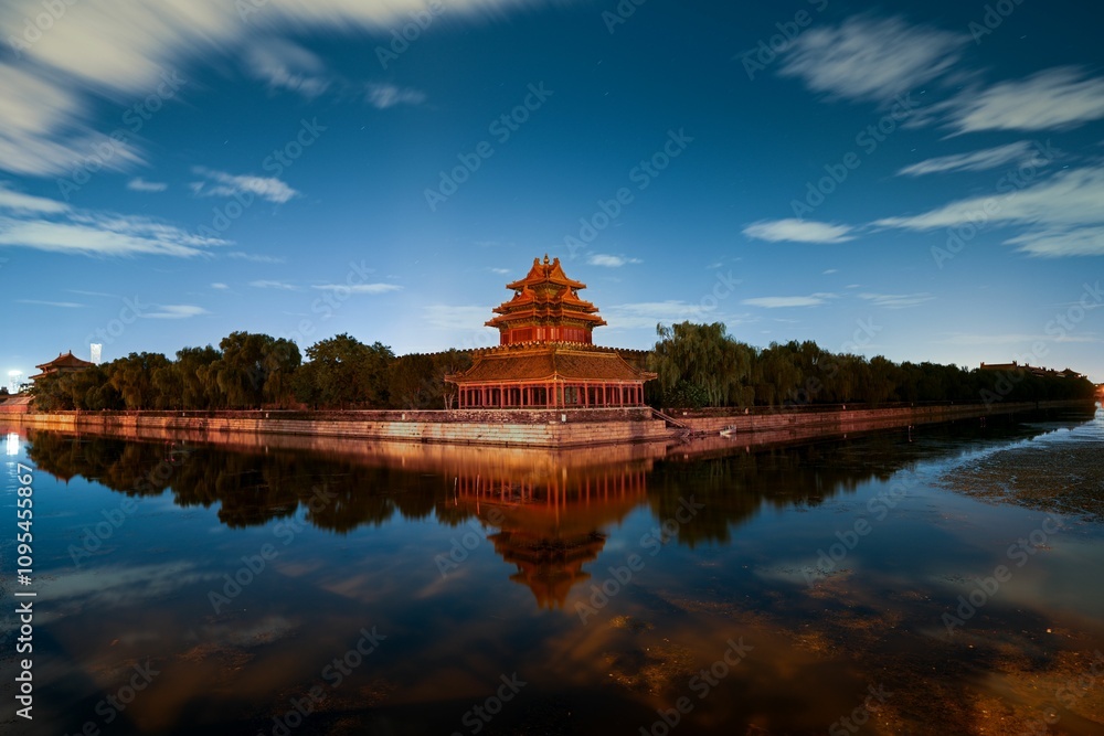 Moonlit Reflections: Forbidden City's Watchtower Moonlit Reflections: Forbidden City's Watchtower