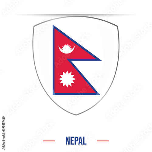 Free Download Nepal flag Shield glossy shiny 3D vector illustration isolated on white background. Nepal constitution day 19 September, Nepal republic day 28 May. Nepali flag for online educational purpose, banners - GFXLoad