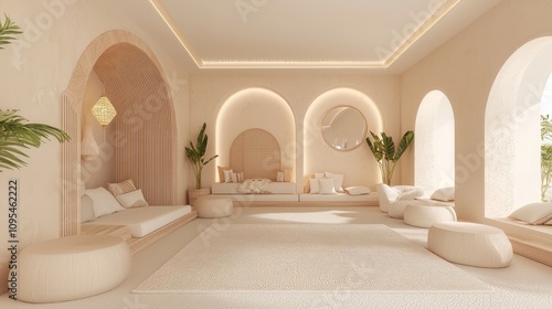 Serene Modern Arabian-Inspired Nursery with Playful Decor 3D Render Digital Artwork