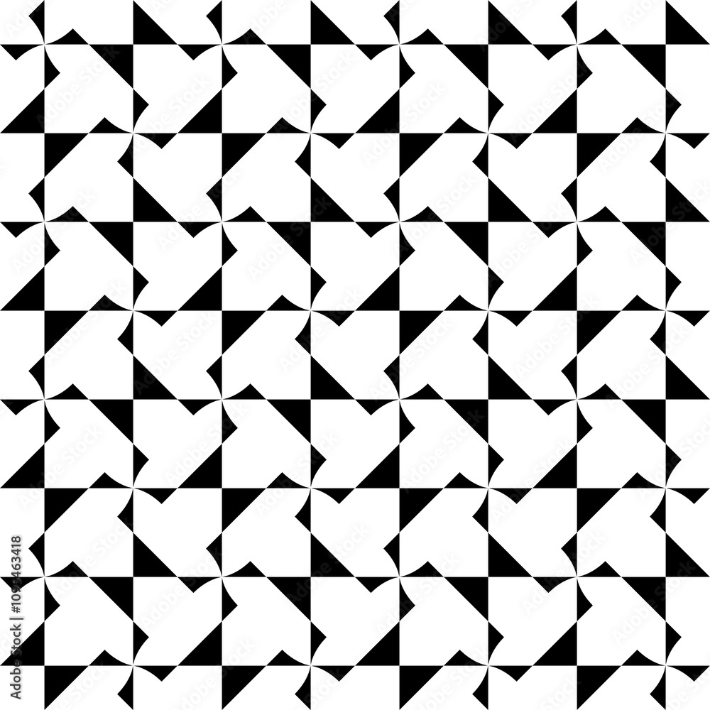 Seamless pattern with geometric motifs in black and white Seamless pattern with geometric motifs in black and white