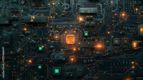 top view of digital circuit board highly detailed anime style concept art ghost in the shell style