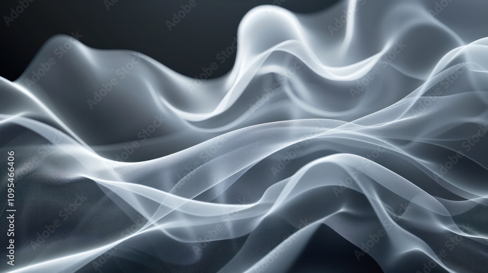 Obraz premium Abstract flowing white smoke on dark background.