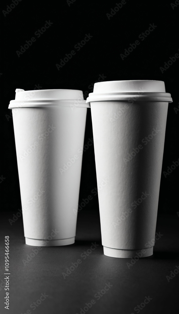 coffee paper cup on black background Generative AI coffee paper cup on black background Generative AI