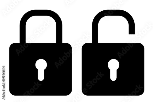 Black isolated icon of locked and unlocked