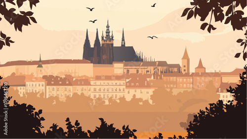 Prague Castle's Towering Presence.eps