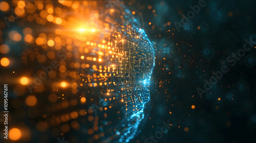 A picture that symbolizes artificial intelligence with light and a sense of technology