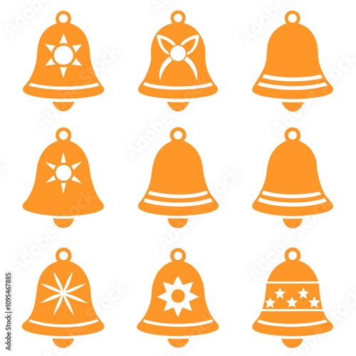 Sets of Christmas bell colorful icon set on white background