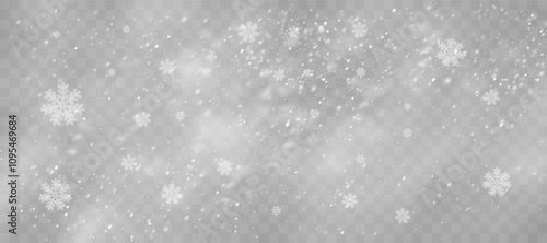 Magical Winter Snowflakes: Transparent Backgrounds and Snowstorm Scenery for January and February Themes