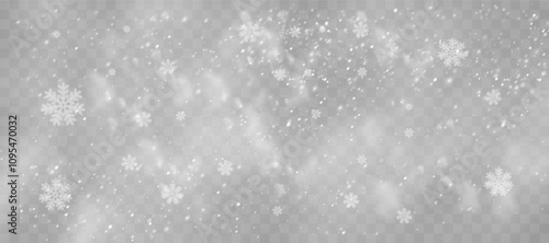 Magical Winter Snowflakes: Transparent Backgrounds and Snowstorm Scenery for January and February Themes