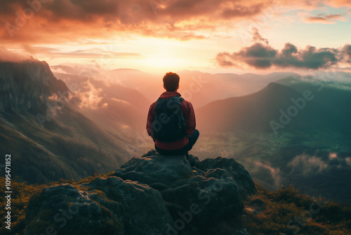 Hiker's Solitude at Sunrise
