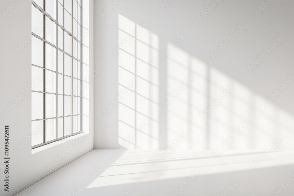 Minimalist Sunlit Room with Grid Window Minimalist Sunlit Room with Grid Window