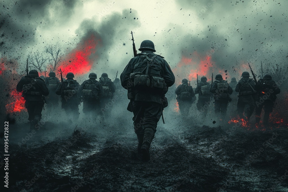 World War I Background, Realistic 3D Style, Minimalist Style. Generative AI World War I Background, Realistic 3D Style, Minimalist Style. Generative AI