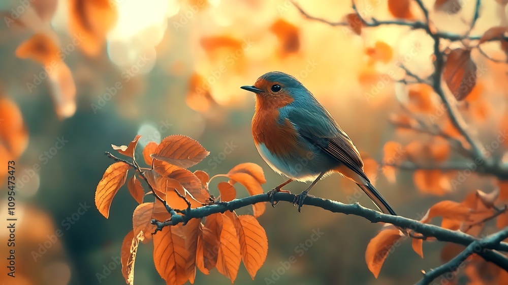 Realistic nature scene with birds soaring through an autumn forest image Realistic nature scene with birds soaring through an autumn forest image