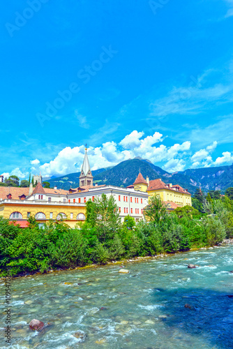 Fluss Passer, Promenade in Meran - Südtirol photo