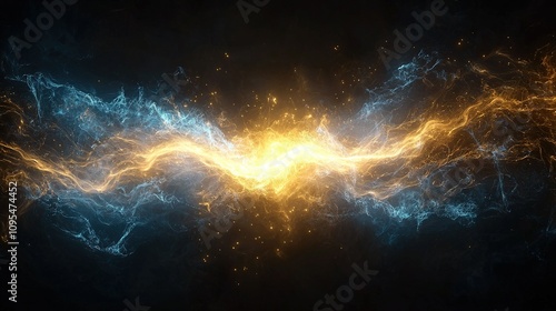  A black background with a yellow and blue fire and ice pattern, providing space for text