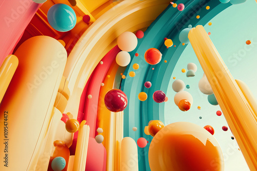 Dynamic 3D Abstract with Floating Spheres