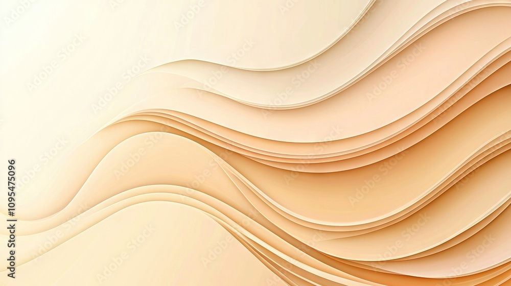 Obraz premium A close-up of a beige background with a wavy pattern on the bottom of the image