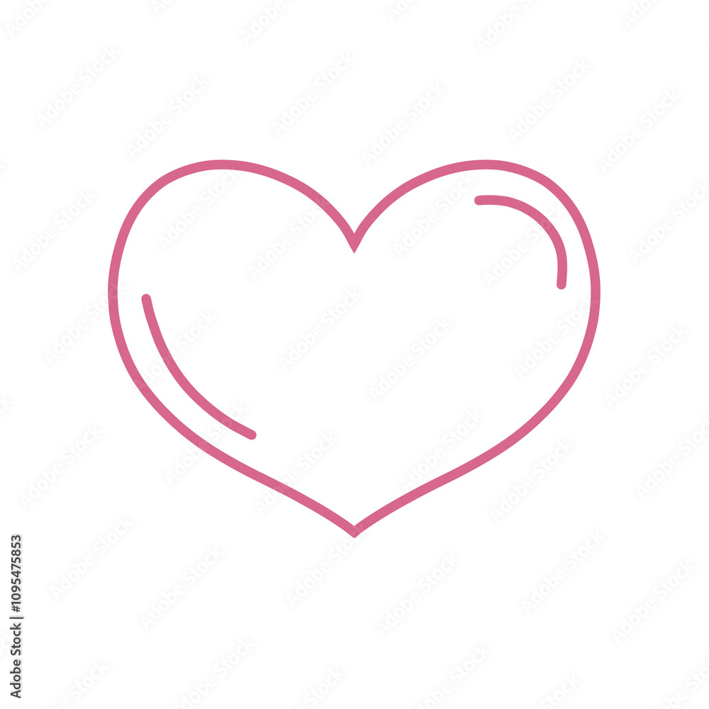 Pink heart outline hand drawn raster drawing Pink heart outline hand drawn raster drawing