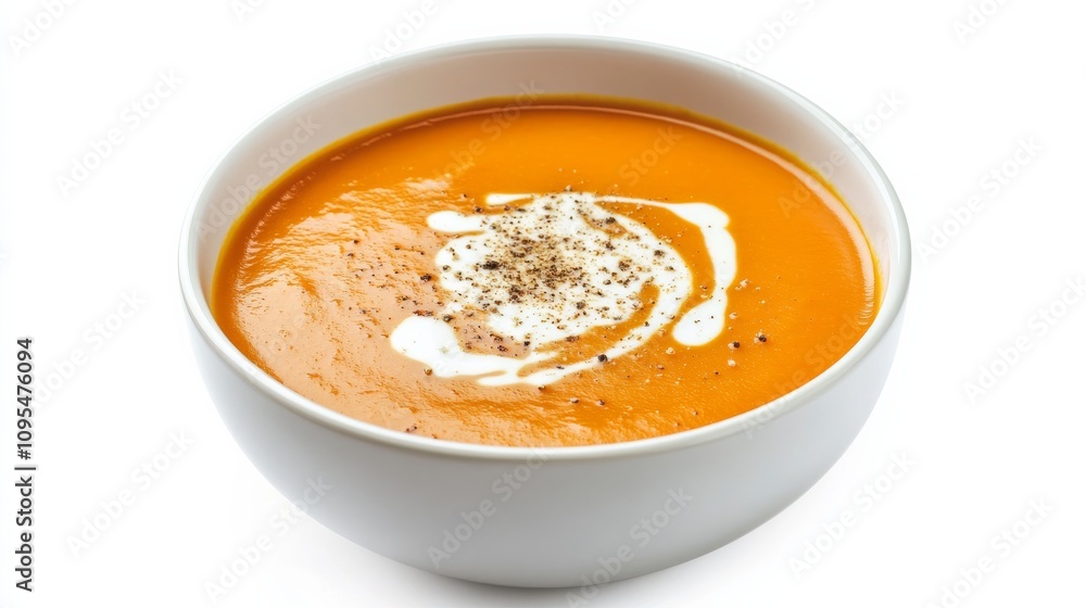 A bowl of creamy butternut squash soup garnished with a swirl of cream and a sprinkle of nutmeg, Each spoonful velvety smooth and comforting A bowl of creamy butternut squash soup garnished with a swirl of cream and a sprinkle of nutmeg, Each spoonful velvety smooth and comforting