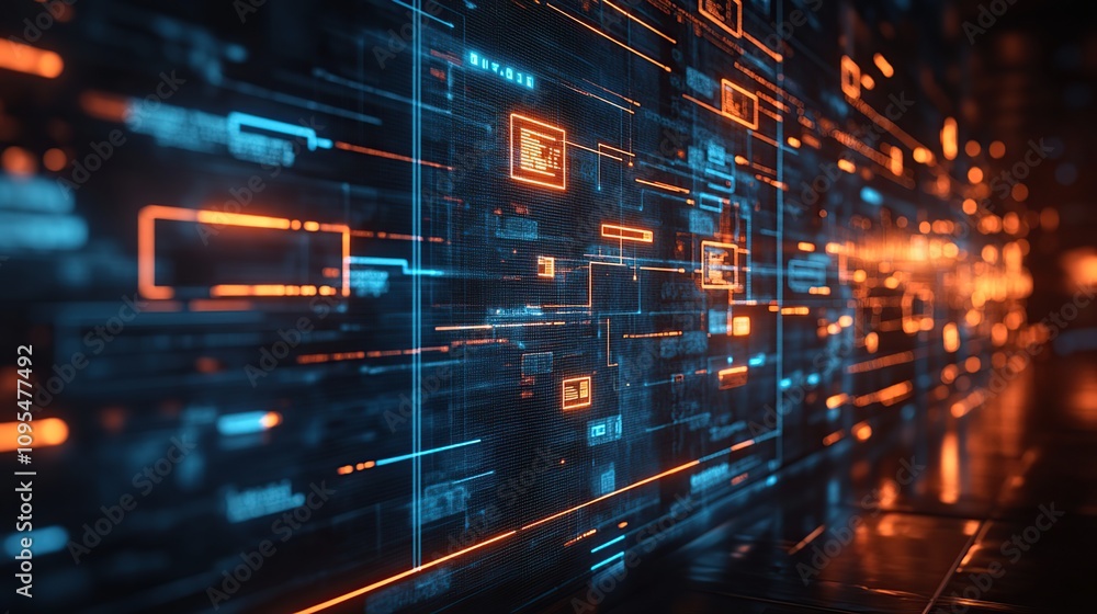 Obraz premium Abstract Digital Data Stream: Futuristic Technology Interface