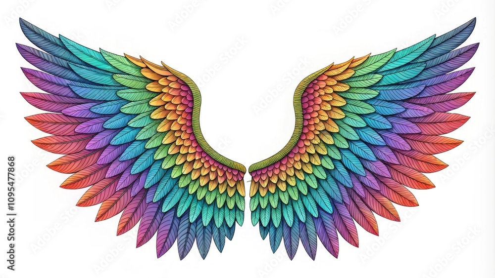 Obraz premium Custommade dragon wings intricately designed with layered scales showcasing a spectrum of colors that catch the light beautifully.