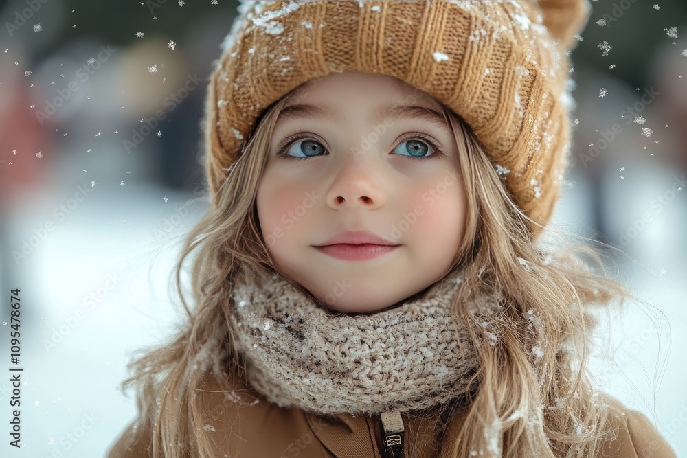 Beautiful little cute girl learn to skate on ice skating rink in park. Stylish look, warm woolen coat, hat, scarf, snood. Winter family activities, sport, games outdoors Beautiful little cute girl learn to skate on ice skating rink in park. Stylish look, warm woolen coat, hat, scarf, snood. Winter family activities, sport, games outdoors