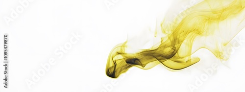 A yellow smoke with black edges, swirling and rising from the bottom of an all-white background