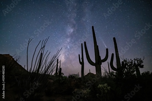 Comet C/2023 A3 (Tsuchinshan-ATLAS) over the Arizona sonoran desert