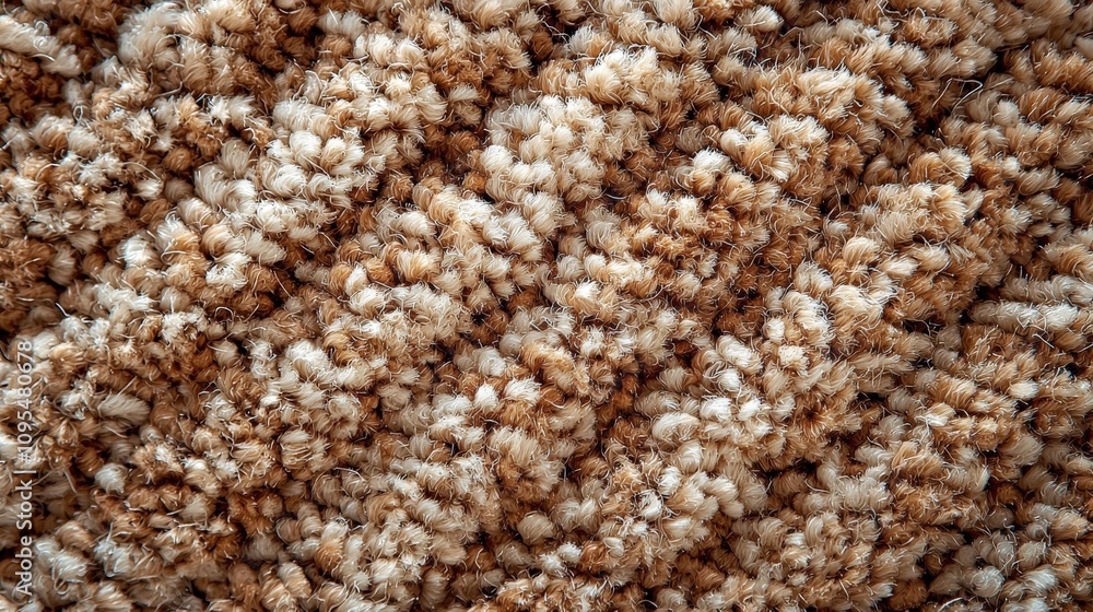 A detailed close-up of a carpet's intricate layers, combining cream and brown hues, with tightly woven strands that form an elegant, sophisticated texture and appearance. A detailed close-up of a carpet's intricate layers, combining cream and brown hues, with tightly woven strands that form an elegant, sophisticated texture and appearance.
