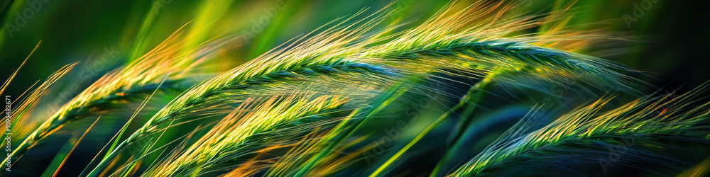 Obraz premium A close-up of tall grass, swaying in the breeze, revealing intricate patterns formed by the plants.