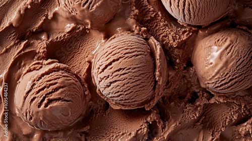 Rich Dark Brown Texture of Creamy Chocolate Ice Cream in a Close-Up View Showcasing Its Deliciously Smooth Surface