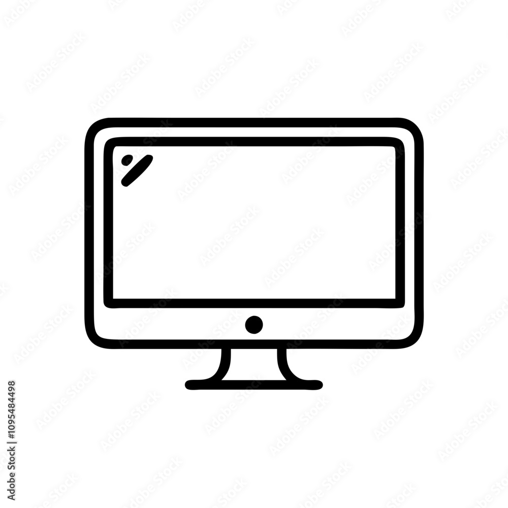 Computer monitor icon in line art Computer monitor icon in line art