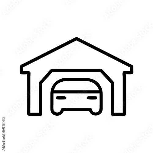 Garage icon with car outline