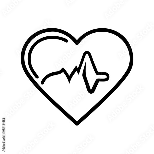 Heart icon with heartbeat in outline