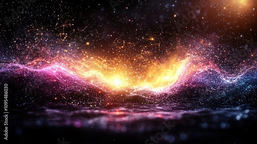 Wallpaper Mural  Clear photo of vibrant orange and pink lights against star-filled black backdrop Torontodigital.ca