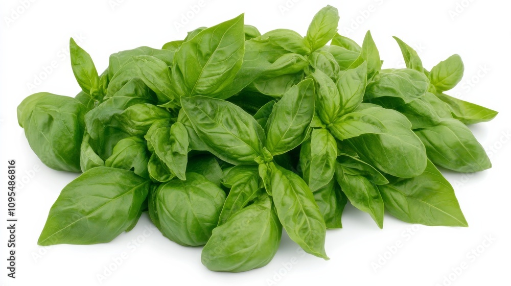 A bunch of fresh basil leaves with their vibrant green color and smooth texture, Each leaf’s bright green color and subtle imperfections captured with precision A bunch of fresh basil leaves with their vibrant green color and smooth texture, Each leaf’s bright green color and subtle imperfections captured with precision