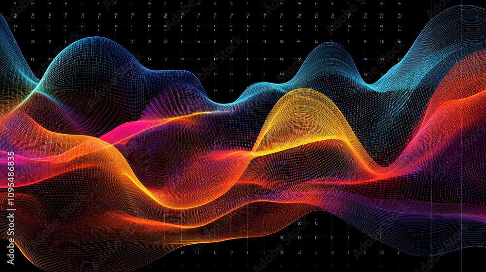 Fototapeta premium Abstract Colorful Waves Data Visualization Background