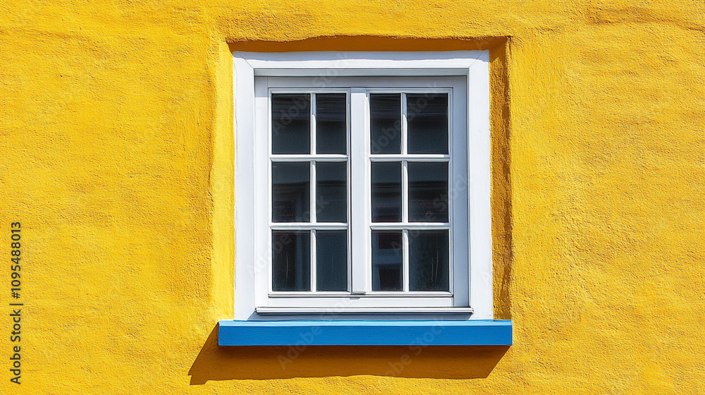 Yellow Wall White Window Blue Trim Exterior House Home Building Architecture Design Yellow Wall White Window Blue Trim Exterior House Home Building Architecture Design