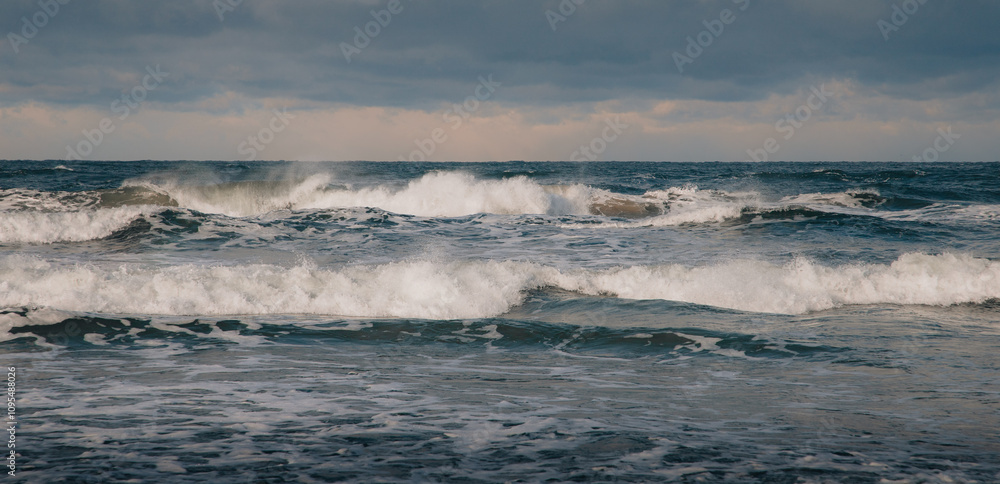 Sea Waves Crashing Under a Cloudy Sky Sea Waves Crashing Under a Cloudy Sky