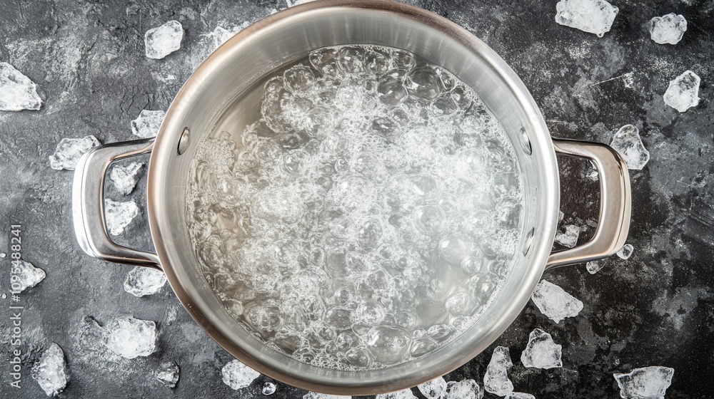 Boiling water in a pot surrounded by ice Boiling water in a pot surrounded by ice