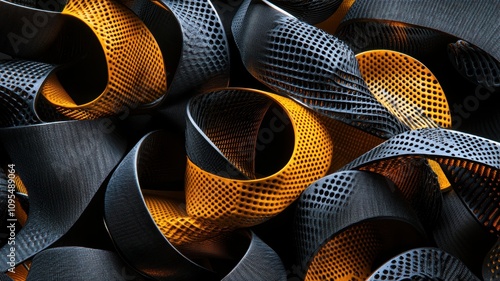 Curved black and yellow rib...