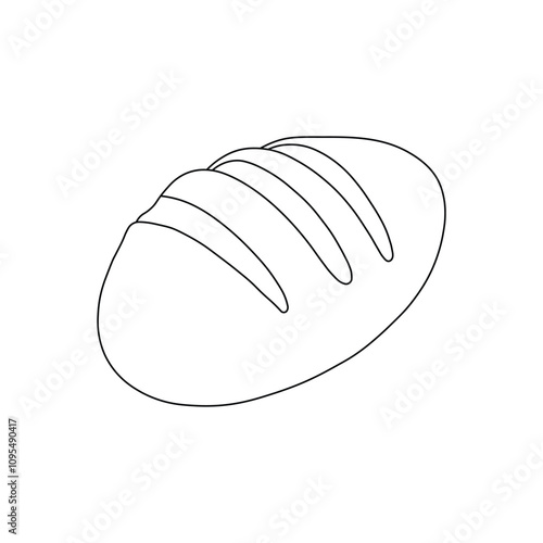 Hand drawn kids drawing a loaf of bread cartoon isolated