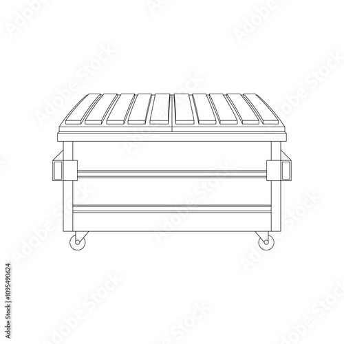 Hand drawn kids drawing dumpster cartoon isolated