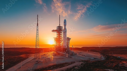 Majestic Sunset over Space X Rocket Launch