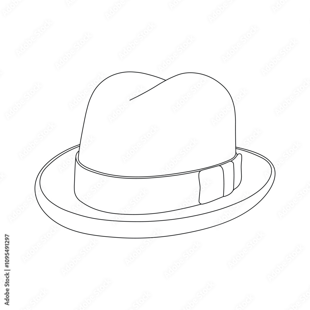 Hand drawn kids drawing homburg hat cartoon isolated Hand drawn kids drawing homburg hat cartoon isolated