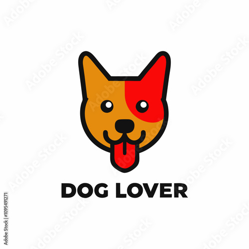 cute Dog head vector illustration with text Dog lover with white background 