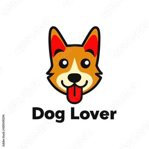 cute Dog head vector illustration with text Dog lover with white background 