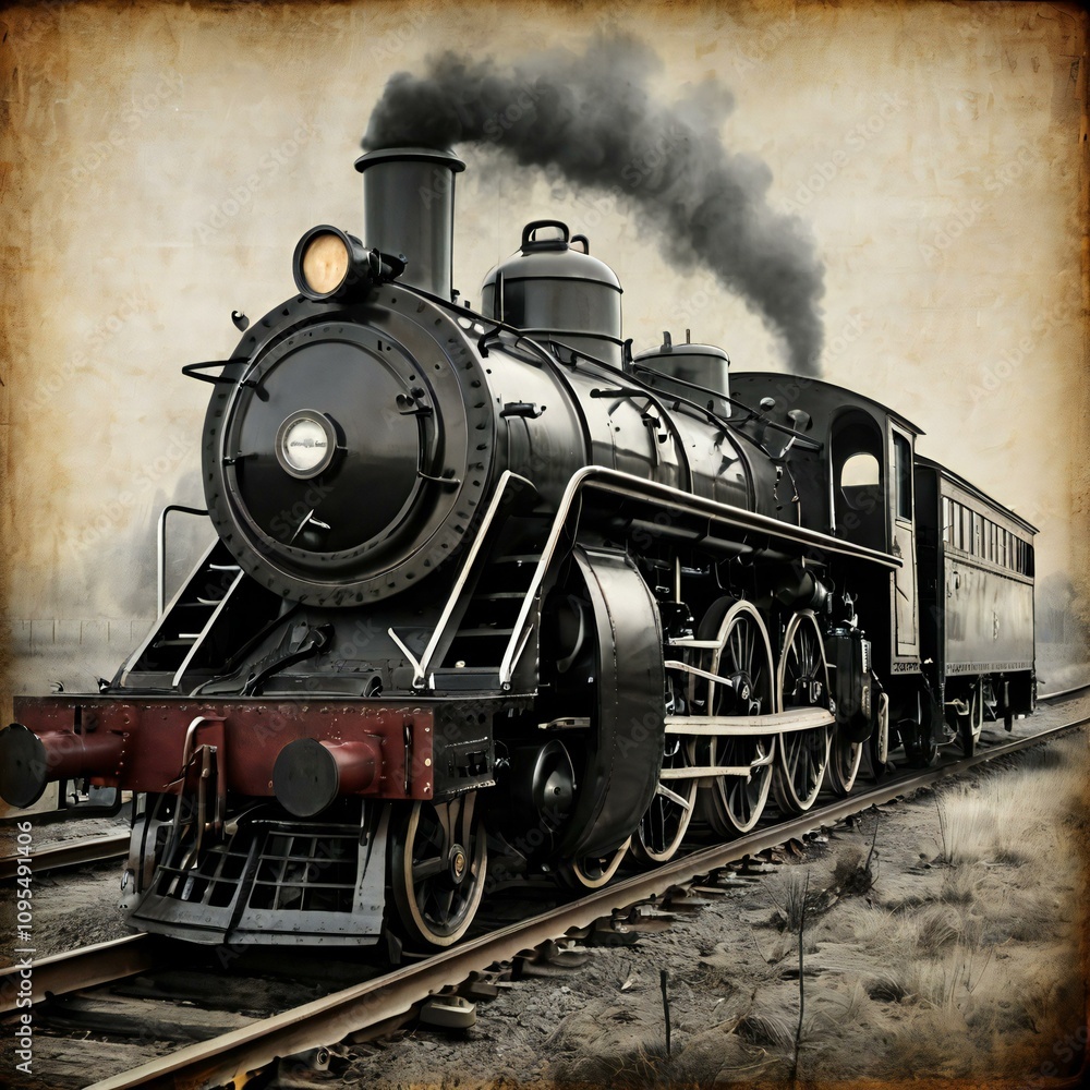 Naklejka premium Vintage Steam Locomotive 